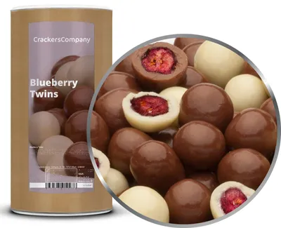Produktbild von CrackersCompany Schoko-Blaubeeren (Blueberry Twins), Membrandose groß 750 g