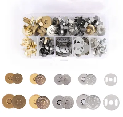 Image de Fermetures magnétiques pour travaux de couture - Coffret de 32 pièces - Boutons magnétiques de 14 mm et 18 mm