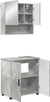 Image de Ensemble de mobilier de salle de bain 2 pcs Gris béton