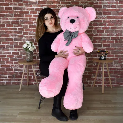 Produktbild von XXL Riesen Teddybär 130 cm – Großes Plüschtier Kuscheltier Weich mit Schleife – Imposantes Geschenk für Freundin, Kinder & Geburtstag