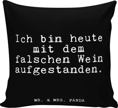 Produktbild von Mr. & Mrs. Panda Sofa Kissen Ich bin heute mit... - Schwarz - Geschenk, für, Frauen, 40x40, Büro, Freund, kuschelkissen, Spruch, Sofakissen, Freundin, Arbeitskollegen