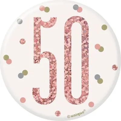 Produktbild von Anstecker zum 50. Geburtstag roségold, ca. 7 cm, mit Aufstellerfunktion