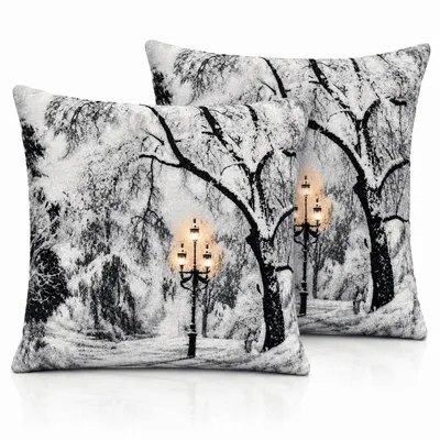 Produktbild von LED Kissen 2er Set Dekokissen Weihnachten Leuchtkissen Deko Zierkissen 45x45