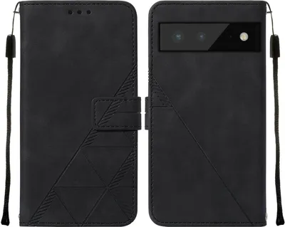 Obrázek produktu pro Flipové kožené pouzdro pro Google Pixel 6 peněženkový design pouzdro s embosováním, držákem karet a stojánkem černé