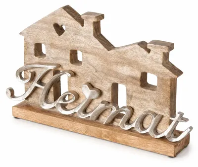 Produktbild von Boltze Home Holzaufsteller Heimat Mangoholz Metall 36 cm