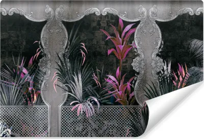 Produktbild von Muralo Vlies Fototapete ORNAMENTE tropische Pflanzen Blätter Ziegel Abstraktion Br. 270cm x Hö. 180cm