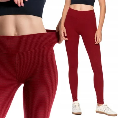 Produktbild von Damen-Leggings mit hohem Bund und Rippstrick, modisch und sportlich, MORAJ, Größe S/M, Weinrot