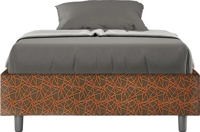 Produktbild von ITYHOME - Gepolstertes Bett mit Lattenrost 120x210 mit Stoffbezug Era 4 Orange Azelia