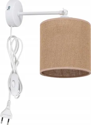 Image de Applique Murale Carrée Avec Abat-Jour En Jute Boho Et Câble En Tube