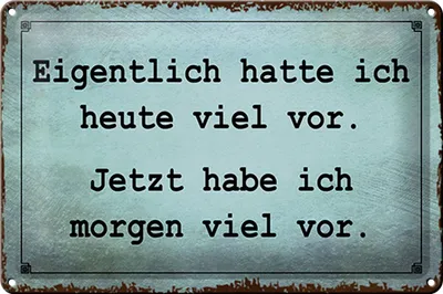 Produktbild von Blechschild Spruch 30x20cm eigentlich hatte ich viel vor