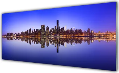 Produktbild von Acrylglasbilder 125x50 Wandbild Druck Stadt Wasser Gebäude
