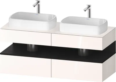 Produktbild von Duravit Qatego Konsolenwaschtischunterbau, 2 Auszüge, 2 Schubkästen, 2 Ausschnitte, 1400x550x600mm, Nische Eiche Schwarz, QA4767016220010