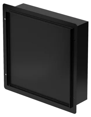 Obrázek produktu pro LuxeBath Nástěnná sprchová výklenková vana z nerezové oceli s obkladovými dvířky 25,5 x 25,5 x 10 cm, černá, vodotěsná, bezrámová, s odkládací plochou