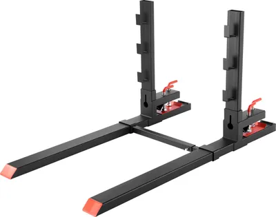 Produktbild von SucceBuy Palettengabeln mit 1814 kg Tragkraft, 1490 mm Gesamtlänge, Gabelzinken mit Kippschutz und verstellbarer Stabilisatorstange, geeignet für Ladeschaufel-Kompaktlader, Schwarz