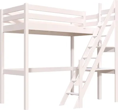 Produktbild von Hochbett holz 90x200 Sylvia mit Müllertreppe - Weiß