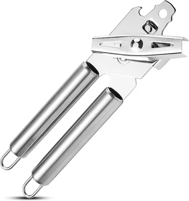 Productafbeelding van Blikopener, veiligheidsopener zonder scherpe randen, met flesopener, zilver, voor keuken