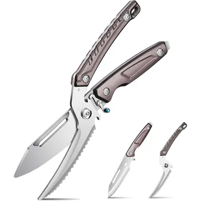Produktbild von Schwere Geflügelschere, Küchenschere mit gezahnter Klinge, abnehmbare scharfe Schere zum Schneiden von Fleisch und Hühnerknochen