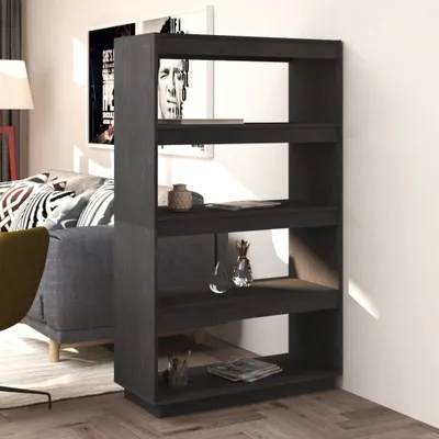 Produktbild von The Living Store Bücherregal/Raumteiler Grau 80x35x135 cm Massivholz Kiefer