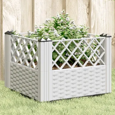 Produktbild von "Rabatt" Garten-Hochbeet/Pflanzkasten/Pflanzkübel - mit Erdspießen Weiß 43,5x43,5x43,5 cm PP - Beete CC16913