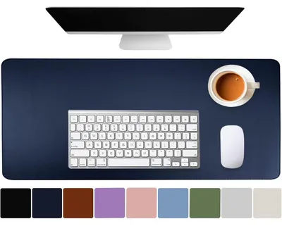Image de Sous-main de 80 x 40 cm, couleur bleu foncé, imitation cuir
