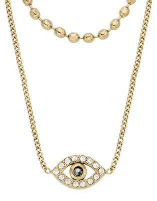Produktbild von Fossil Halskette-Anhänger Damen Sutton Evil Eye Edelstahl Gold-Ton JF04792710
