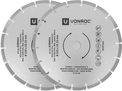Produktbild von Vonroc Diamanttrennscheiben - Ø230mm - 2 Stück für Stein – Universal