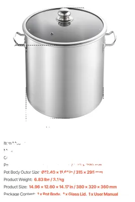 Obrázek produktu pro Nádoba na polévku, nerezová ocel 304, vícevrstvé dno, objem 21 QT