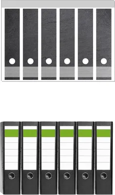 Produktbild von Wallario 6 Stück breite Ordner inkl. Klebeetiketten mit Motive Schwarze Schiefertafel Optik - Steintafel -  Set mit Rückenschildern / Ordnerrücken Stickern