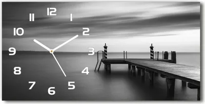 Produktbild von Wanduhr aus Glas – 60x30 cm - Glasbild - Glasuhr - Gehärtetes Glas - weisse-zeiger - Pier am See