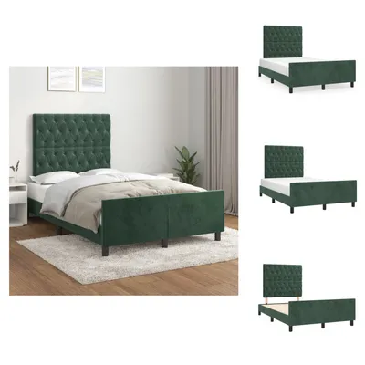 Produktbild von vidaXL Bettgestell mit Kopfteil Dunkelgrün 120x200 cm Samt - Betten & Bettgestelle