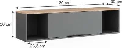 Zdjęcie produktu dla Półka ścienna Vicco Betti Antracyt/Sonoma 120 x 30 cm, Model 51714