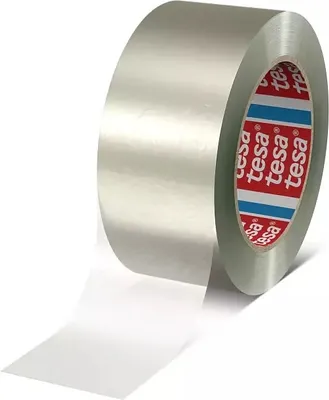 Produktbild von tesa 60412, taśma pakowa PET z recyklingu, 70% ekologiczna i trwała 50 mm x 66 m