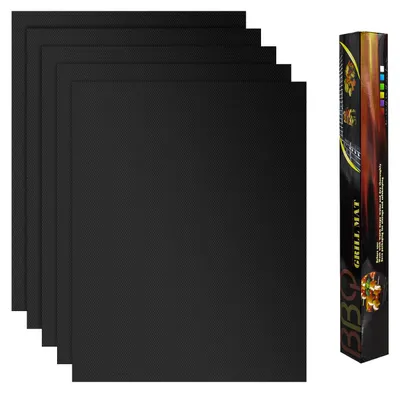 Image de Lot de 5 tapis de cuisson, tapis de cuisson réutilisables pour barbecues à gaz, tapis de cuisson antiadhésifs pour barbecues au charbon de bois, tapis de cuisson pour barbecues à gaz, papier d'aluminium pour barbecues à gaz, tapis de cuisson, papier sulfurisé
