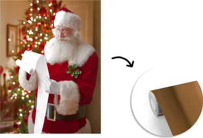 Produktbild von MuchoWow® Fototapete für Wohnzimmer oder Schlafzimmer Wandtapete Vinyl Motivtapete Die Leseliste des Weihnachtsmanns mit einem Weihnachtsbaum im Hintergrund - 220x260 cm - Vinyl-Tapete