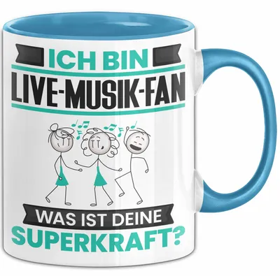 Produktbild von Live-Musik-Fan Tasse Geschenk für Live-Musik-Fan Geburtstag Lustiger Spruch Kaffee-Becher Was Ist Deine Superkraft (Blau)