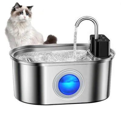 Produktbild von Kabelloser Katzenbrunnen 3.2L mit 25dB leisem Betrieb, Infrarotsensor und 45 Tagen Standby – Automatischer Trinkbrunnen für Katzen