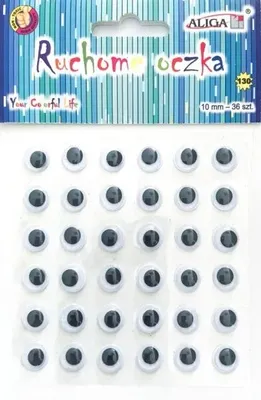 Obrázok produktu pre Pohyblivé, guľaté, samolepiace oči, 10 mm, 36 ks
