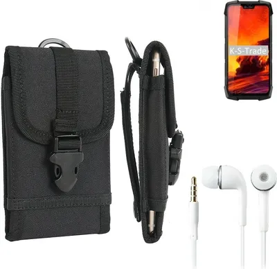 Produktbild von K-S-Trade Holster Schutz Hülle kompatibel mit Blackview BV9700 Pro Gürteltasche Handy Hülle Tasche outdoor Seitentasche schwarz 1x + Kopfhörer