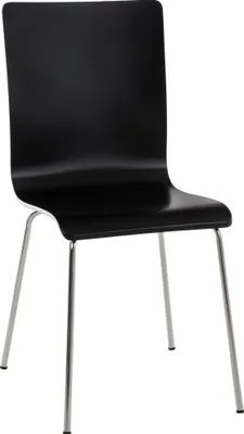 Produktbild von CLP Besucherstuhl Pepe mit ergonomisch geformten Holzsitz und Metallgestell schwarz