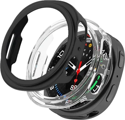Produktbild von Stravo 2er-Pack Schutzhülle für Samsung Galaxy Watch 8 (44 mm) – Halb-Case ohne Glas, stoßfest, passgenau – Transparent & Schwarz