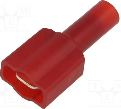 Immagine prodotto di 1 connettore: piatto, 6,4 mm di larghezza, 0,8 mm di spessore, connettore a morsetto, maschio, rosso, 8297, con isolamento