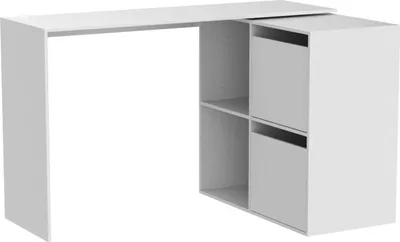 Produktbild von Milwaukee Schreibtisch, modularer Schreibtisch mit Regal, Studiertisch oder Büro mit mehreren Positionen mit Eckmontage, 152 x 49 h 74 cm, Weiß
