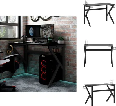 Immagine prodotto di vidaXL Scrivania da gioco con telaio K nero e rosso 110x60x75 cm - Scrivanie