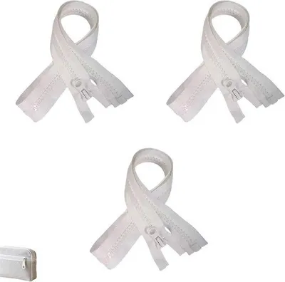 Zdjęcie produktu dla Rozdzielane zamki błyskawiczne – do samodzielnego szycia odzieży – wytrzymały tworzywo sztuczne – 30 cm, 3 sztuki – białe