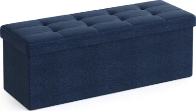 Produktbild von SONGMICS 110 cm Sitzbank mit Stauraum, klappbare Sitztruhe, Fußbank, dunkelblau