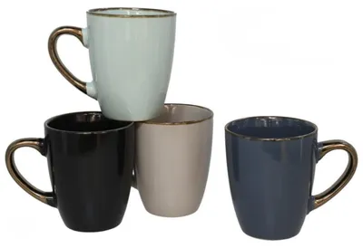 Produktbild von Gerimport Kaffee-/Teebecher Regina - 4x Stuck - mehrere Farben - 350 ml - Becher - Keramik