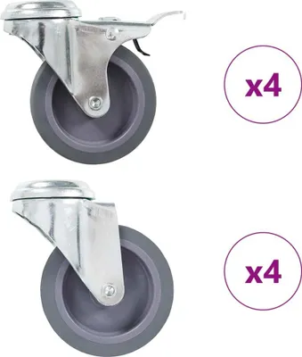 Produktbild von 8 Stk. Lenkrollen mit Rückenloch 75 mm