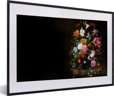 Produktbild von MuchoWow® Gerahmtes Poster Alte Meister - Kunst - Vase mit Blumen - Jan Davidsz de Heem 60x40 cm - Poster mit Schwarzem Bilderrahmen Wandposter Rahmen Foto Bilder - Schlafzimmer - Plakat in Rahmen - Drucken