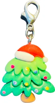 Produktbild von Baum mit Mütze Charm Weihnachten Miniblings Anhänger Weihnachtsbaum Tannenbaum