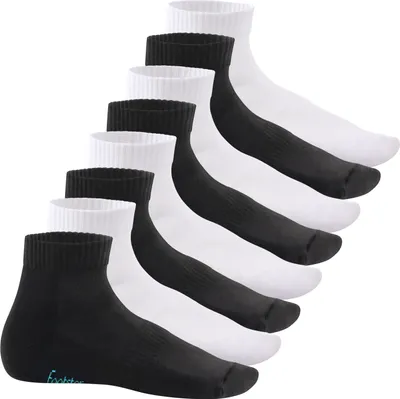Produktbild von Footstar EVERYDAY! Kurze Socken für Damen und Herren mit Frotteesohle (8 Paar) – schwarz-weiß gemischt